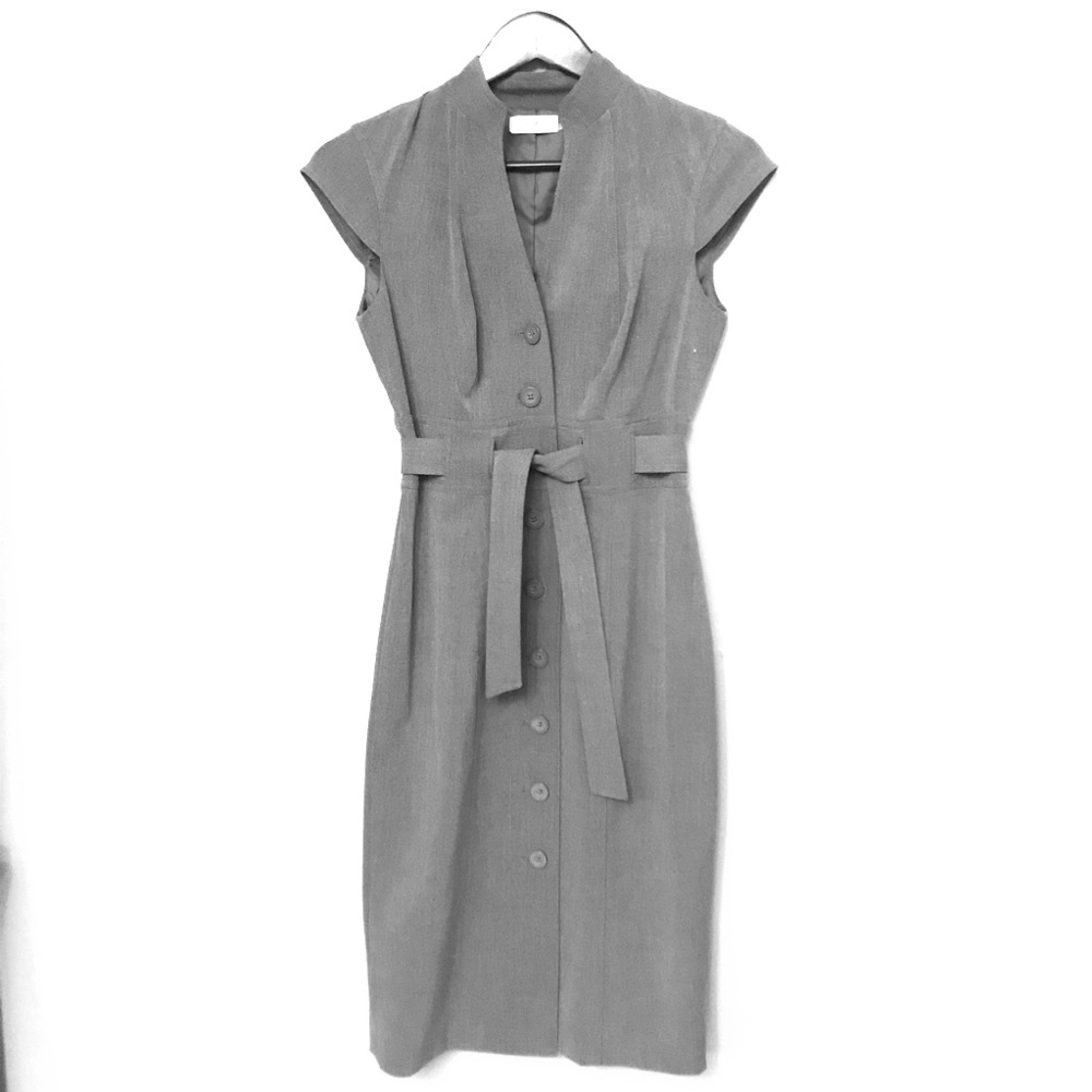 NWOT Calvin Klein Button Up Midi Dress, Grey, Sz 2